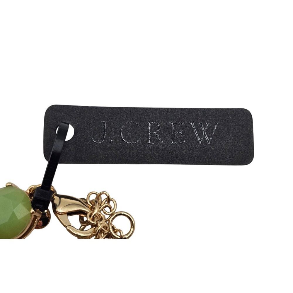New - J. Crew 17” Long Crystal Resin Green Statement Necklace - Picture 7 of 8